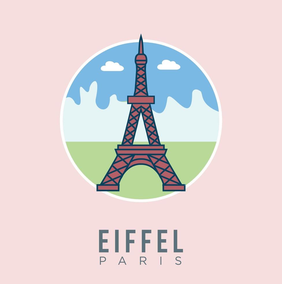 Eiffeltoren Parijs Frankrijk met de bouw van het ontwerp vectorillustratie van het oriëntatiepunt. Parijs reizen en attractie, monumenten, toerisme en traditionele cultuur vector