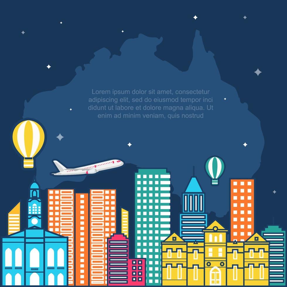 de skyline van Adelaide, Australië op wereldbol, wereldtoerismedag vector