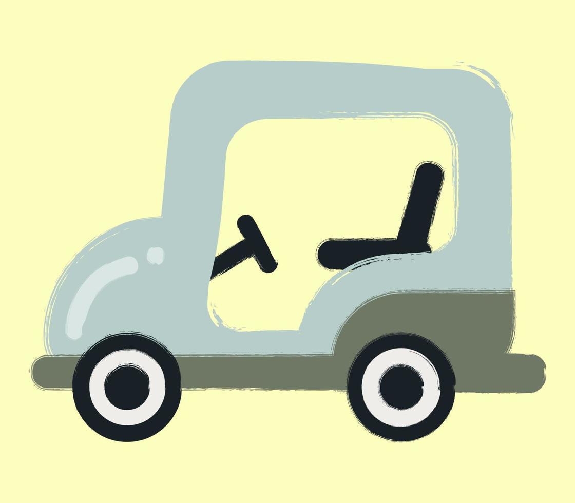 schattig hand- getrokken structuur golf kar of buggy auto illustratie voor poster, kind kamer, kinderkamer, sticker, kaart element vector