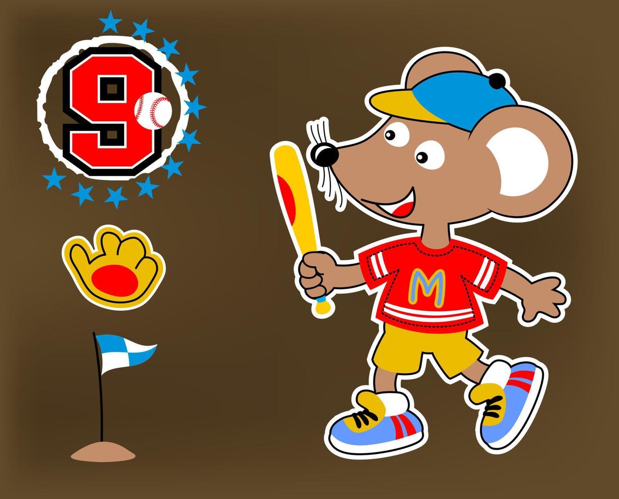 schattig muis spelen basketbal, basketbal elementen, vector tekenfilm illustratie