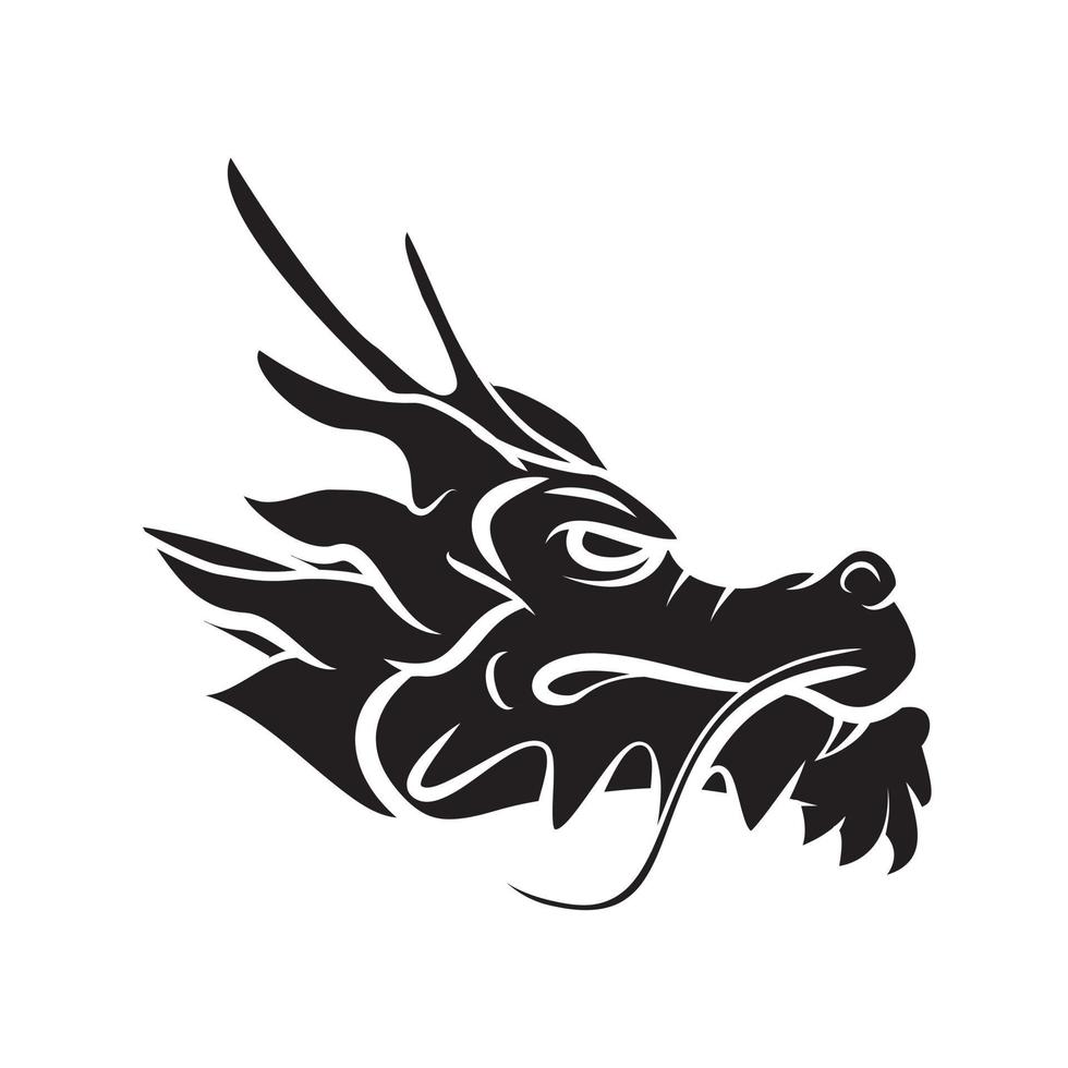 draak hoofd zwart vector illustratie