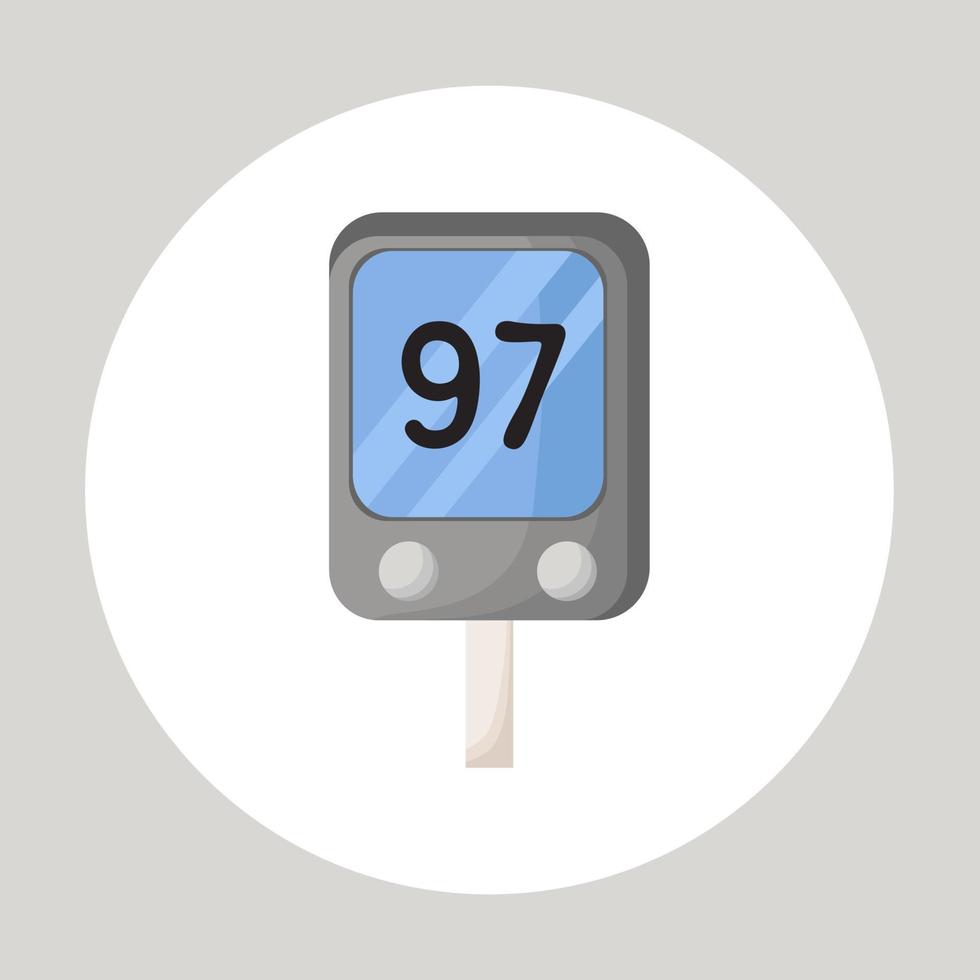 glucosemeter, bloed glucose niveau testen. uitrusting voor suiker maatregelen controle. suikerziekte, hypoglykemie, hyperglycemie toezicht houden vector
