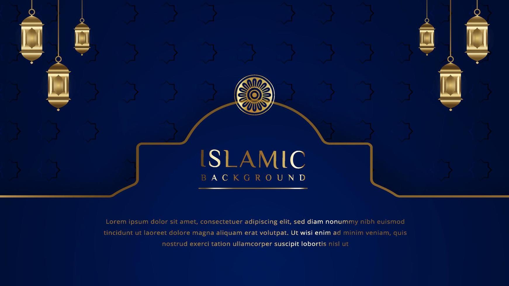 Islamitisch Arabisch elegant luxe sier- achtergrond met Islamitisch patroon en decoratief lantaarns vector