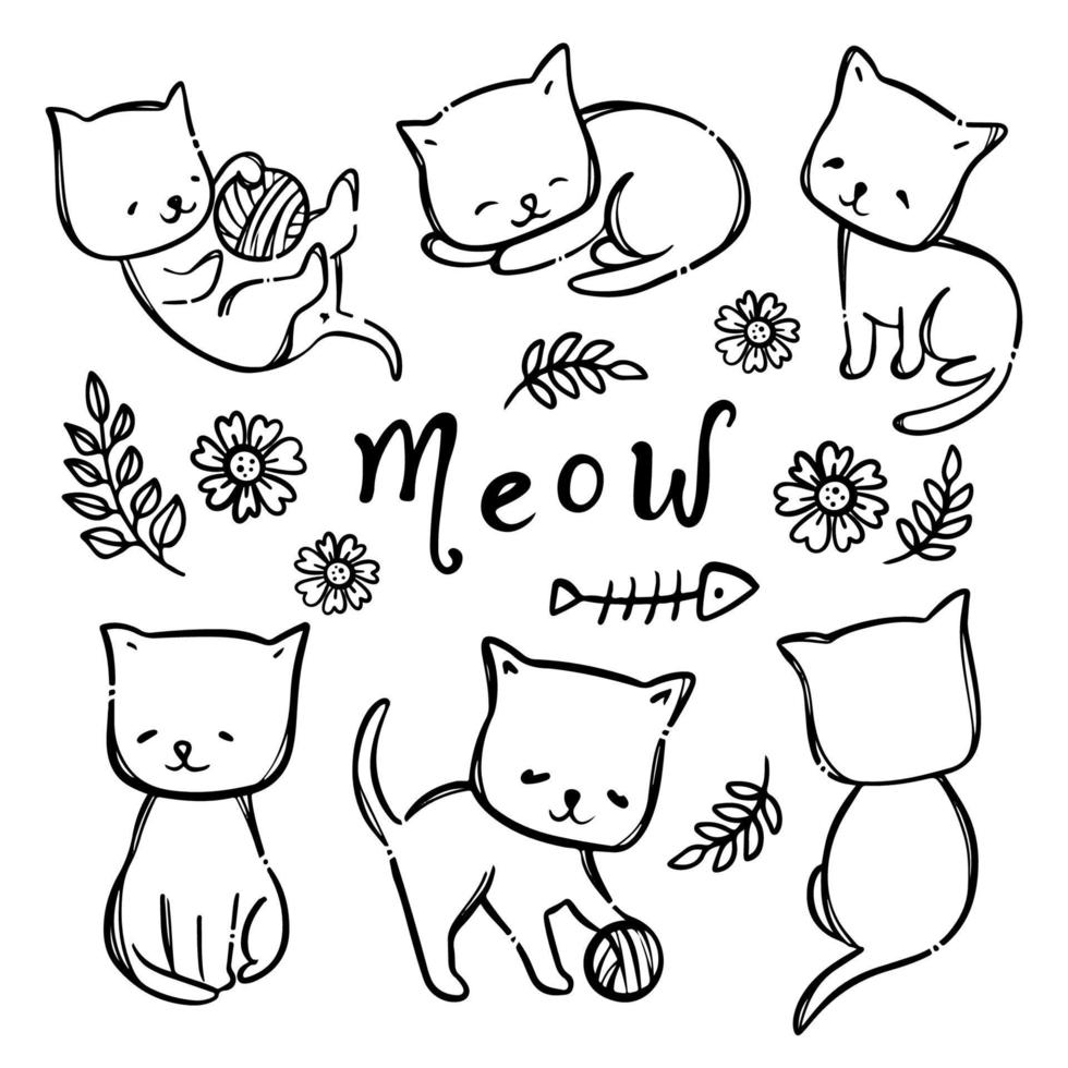 kleur bladzijde pot kat hand- getrokken schetsen vector illustratie
