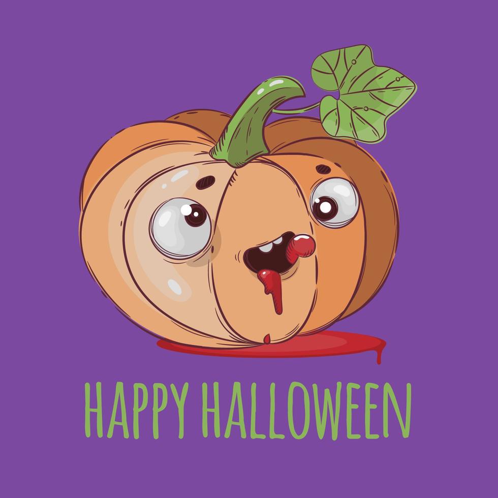 pompoen kijken halloween grappig tekenfilm vector illustratie reeks