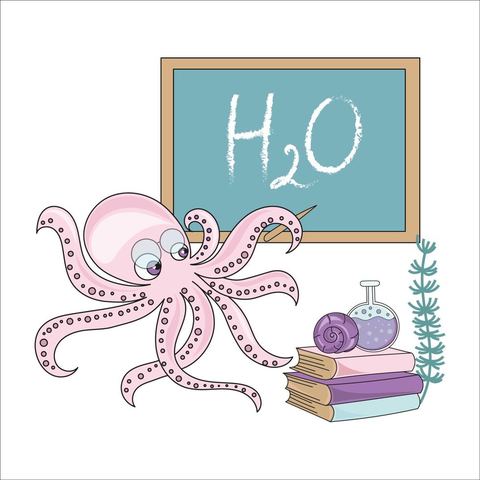 Octopus school- zee dier onderwijs vector illustratie reeks
