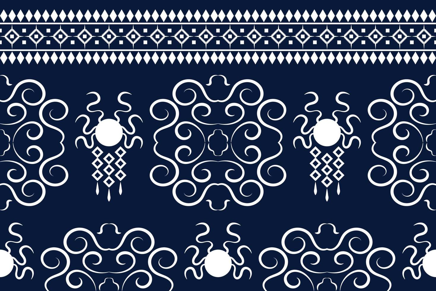 etnisch kleding stof patroon meetkundig stijl. sarong aztec etnisch oosters patroon traditioneel donker marine blauw achtergrond. abstract,vector,illustratie. gebruik voor textuur,kleding,verpakking,decoratie,tapijt. vector