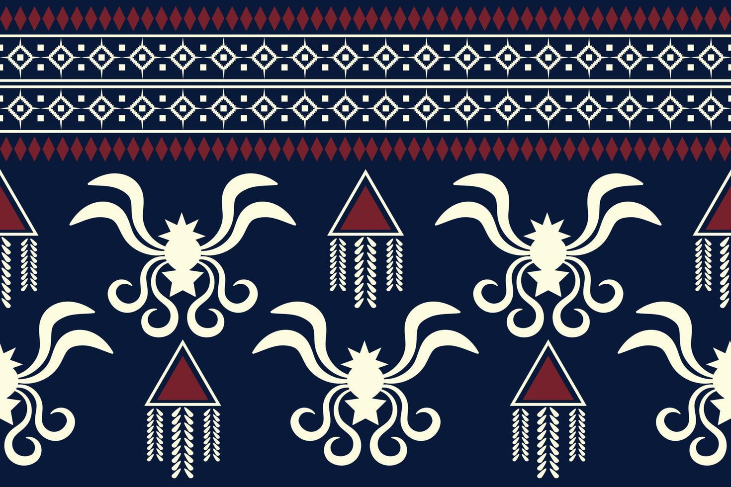 etnisch kleding stof patroon meetkundig stijl. sarong aztec etnisch oosters patroon traditioneel donker marine blauw achtergrond. abstract,vector,illustratie. gebruik voor textuur,kleding,verpakking,decoratie,tapijt. vector