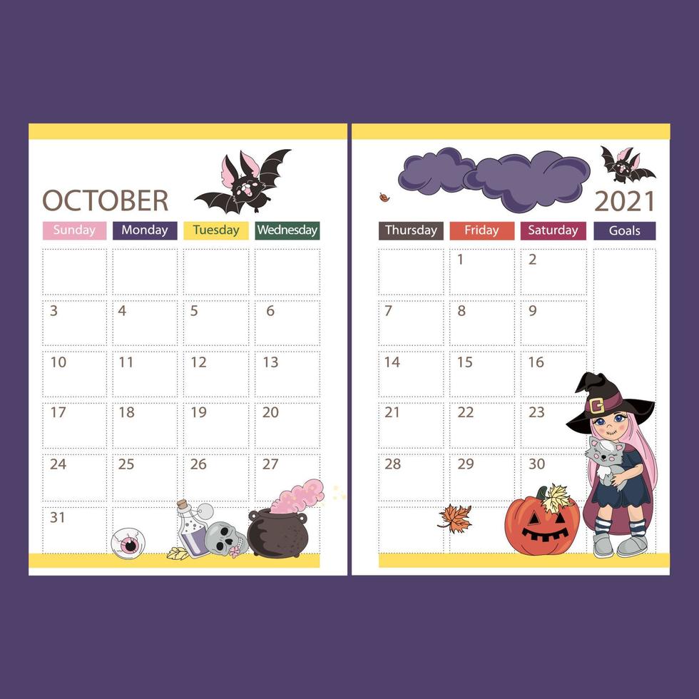 ontwerper oktober halloween maand bladzijde vector illustratie reeks