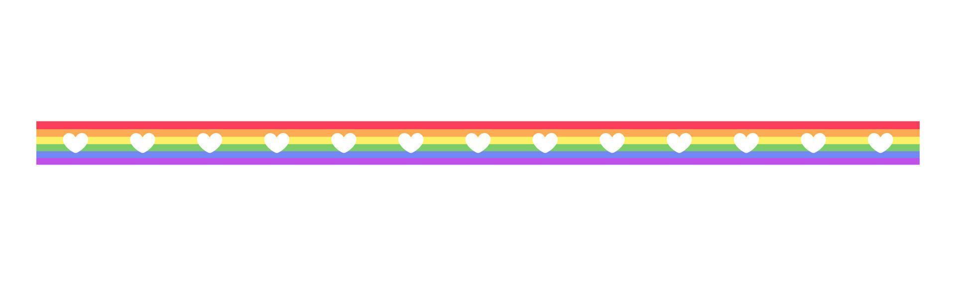 regenboog vlag met harten grens. trots maand verdeler gemakkelijk vector illustratie clip art