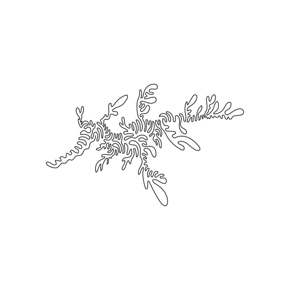 doorlopend kromme een lijn tekening van schattig bladerrijk zeedraak kromme abstract kunst. single lijn bewerkbare beroerte vector illustratie van exotisch dier voor logo, muur decor en poster afdrukken decoratie