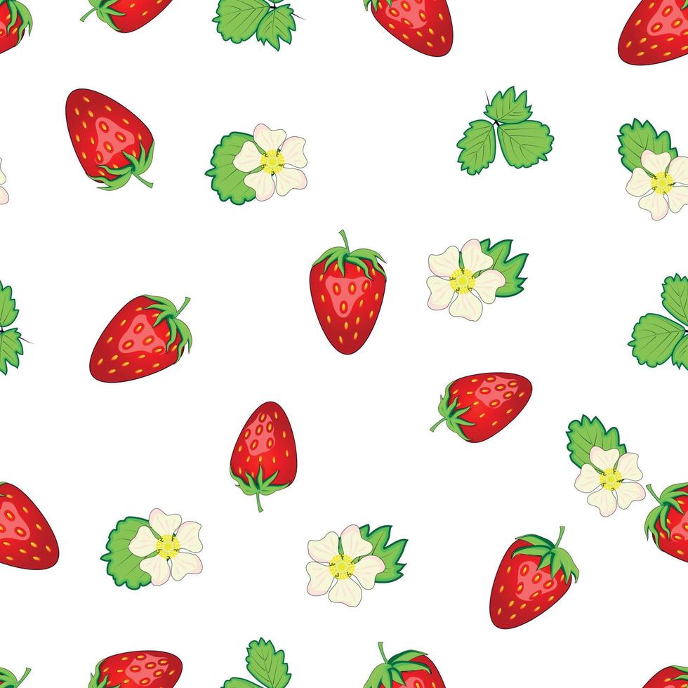 naadloos patroon met aardbeien, bessen en bloemen. zoet voedsel herhaling kleding stof achtergrond. biologisch fruit vector