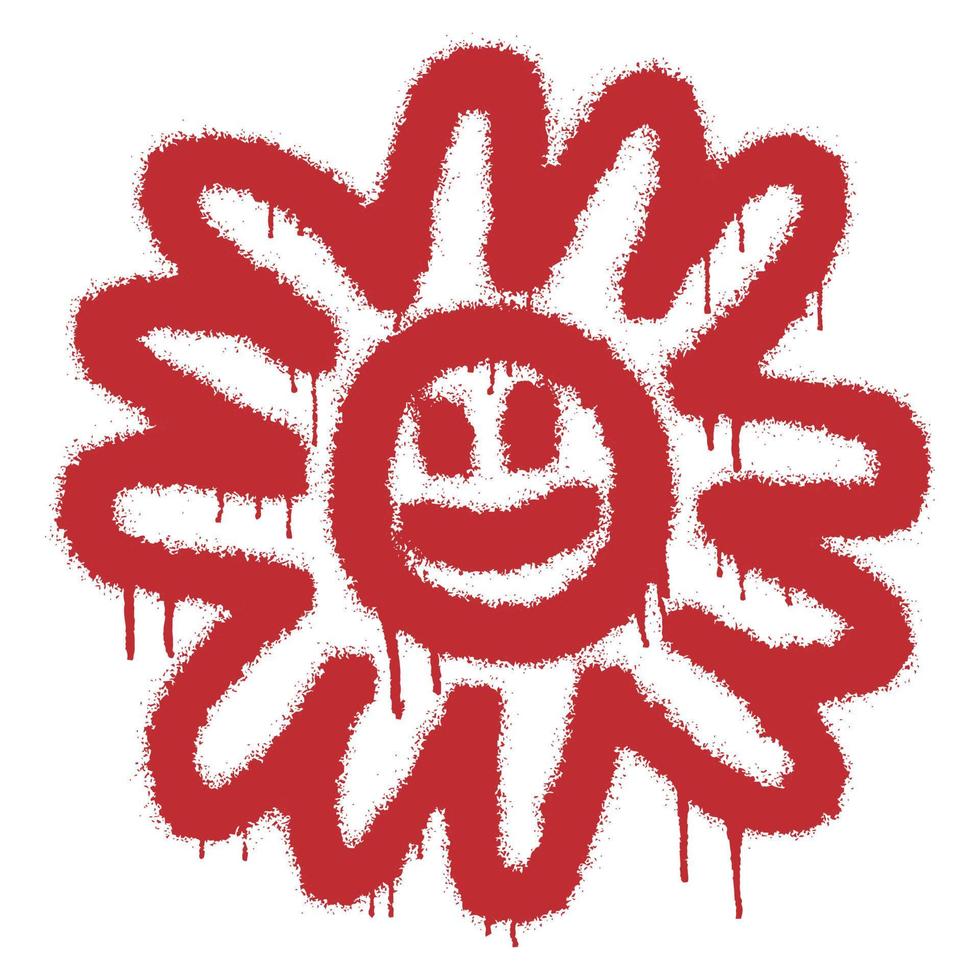 zonnebloem emoticon graffiti met rood verstuiven verf vector