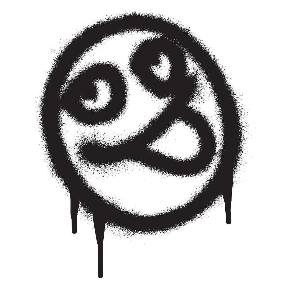 glimlachen gezicht emoticon graffiti met zwart verstuiven verf . vector illustratie.