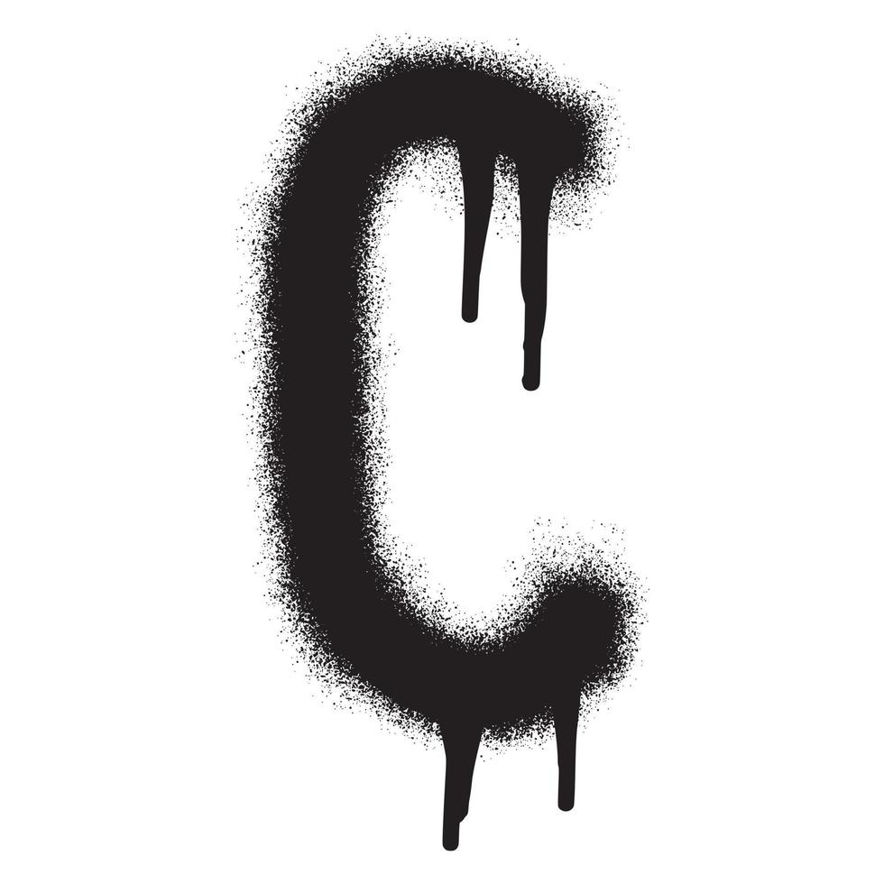 graffiti doopvont alfabet c met zwart verstuiven verf. vector illustratie.