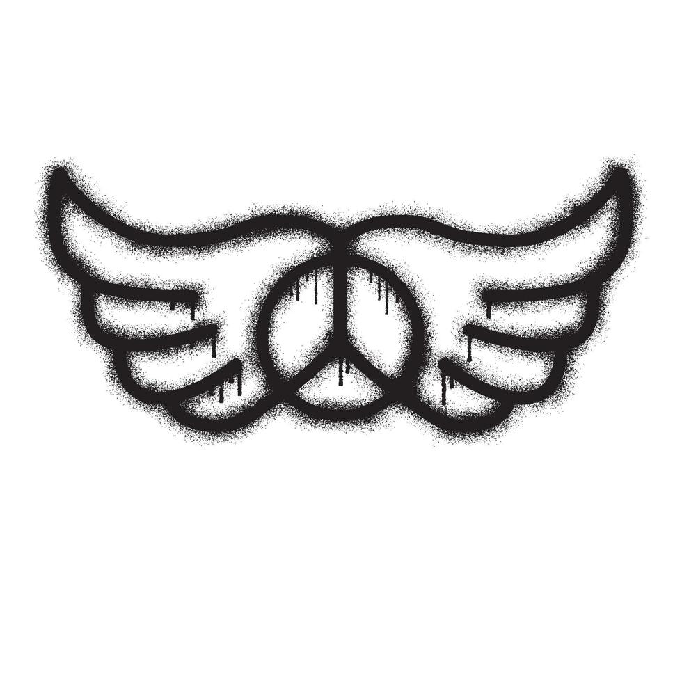 graffiti vrede Vleugels symbool met zwart verstuiven verf. vector