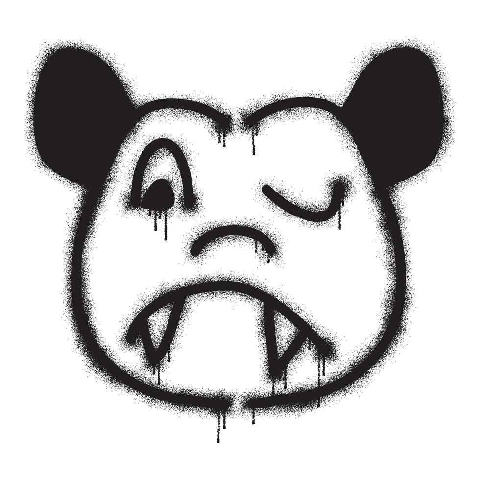 emoticon graffiti panda met zwart verstuiven verf vector