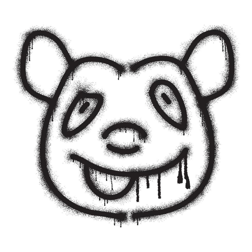 emoticon graffiti panda met zwart verstuiven verf vector