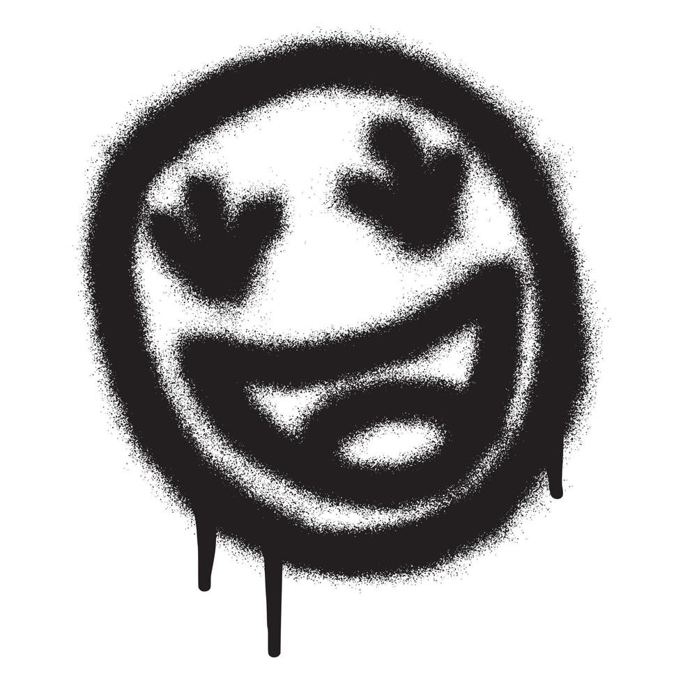 glimlachen gezicht emoticon graffiti met zwart verstuiven verf . vector illustratie.