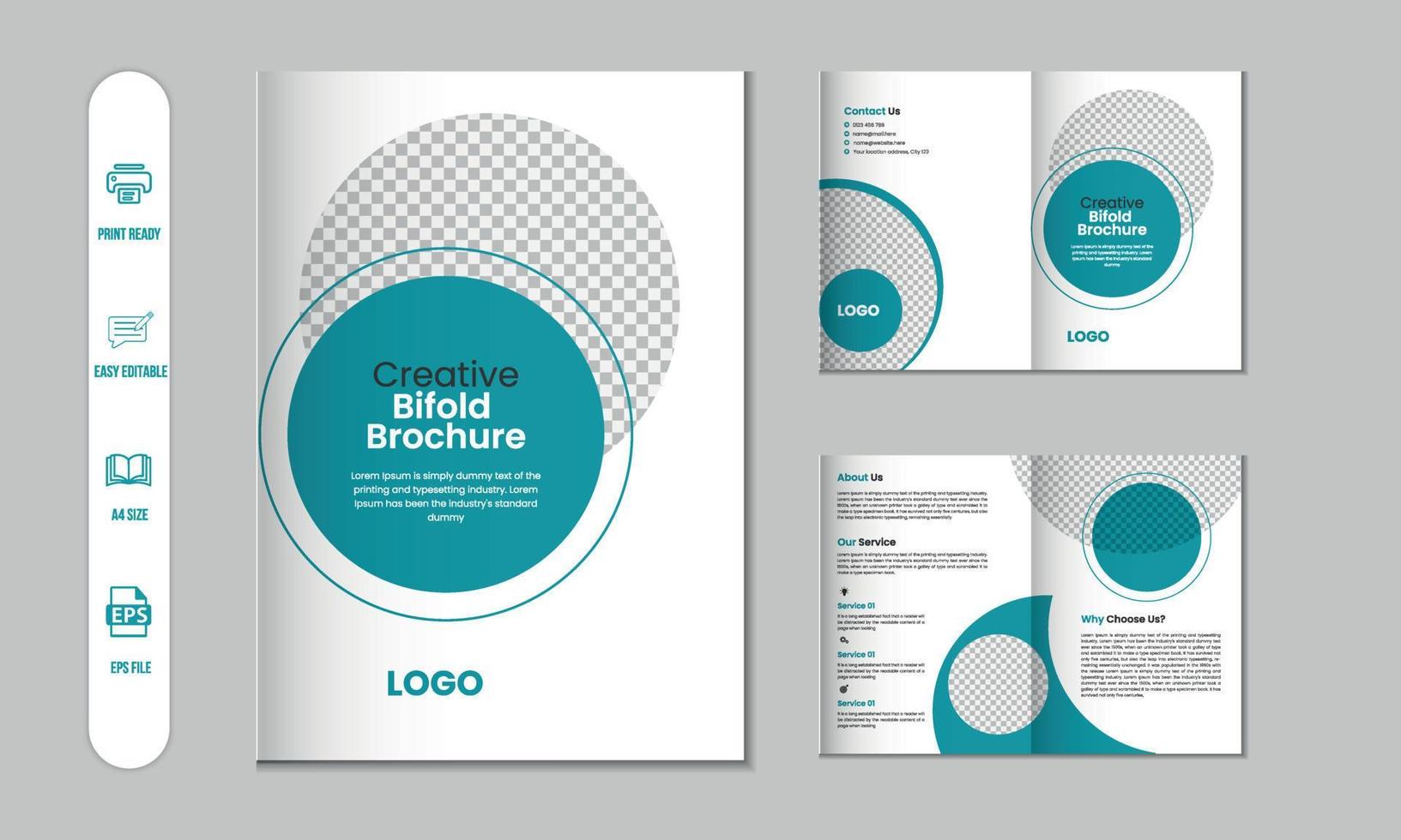 tweevoudig brochure, bedrijf profiel, folder, tijdschrift, jaar- rapport, portefeuille a4 grootte sjabloon ontwerp vector