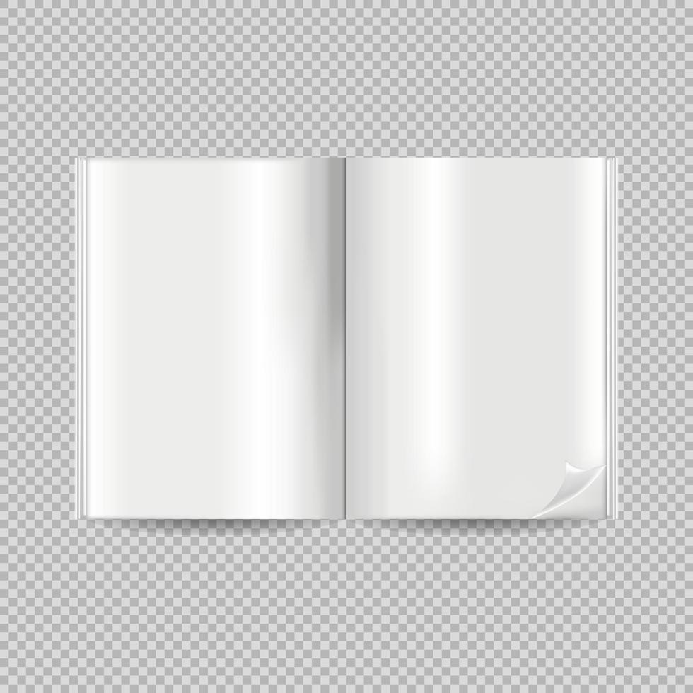 blanco Open boek model. realistisch schoon boek sjabloon vector