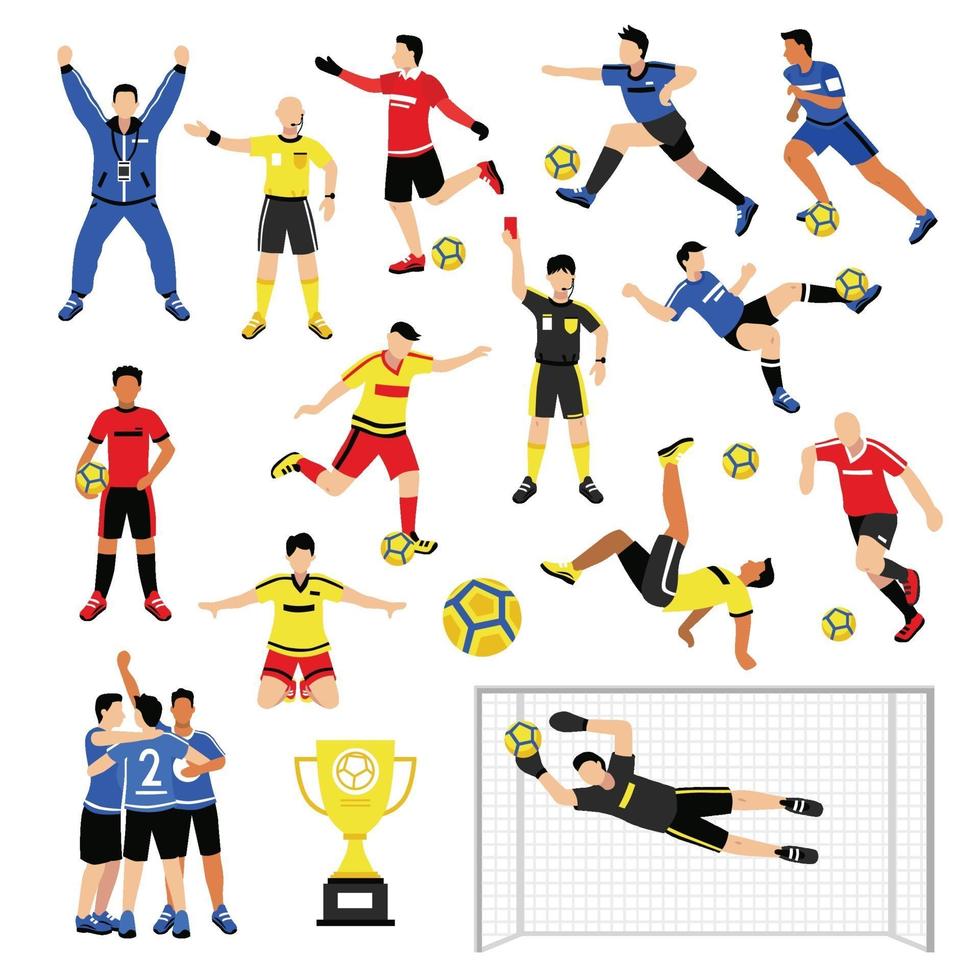 voetbal voetballer set vector