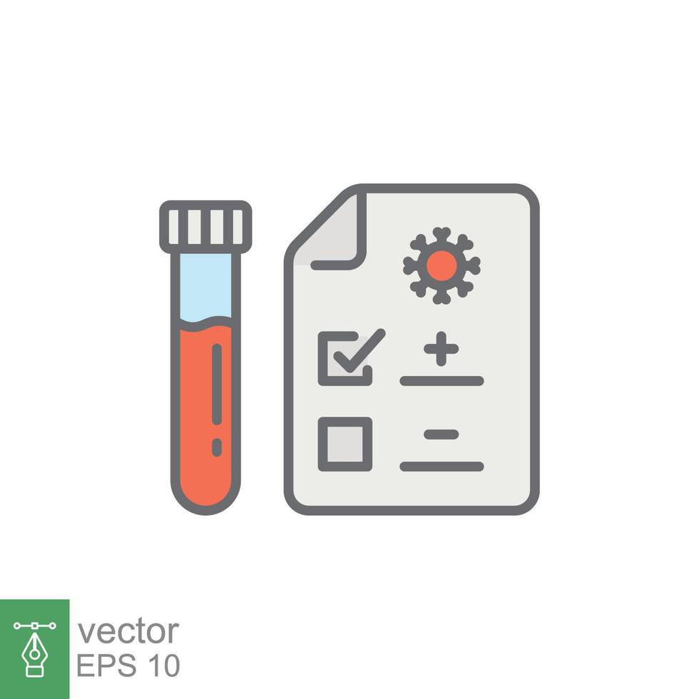 covid test icoon. gemakkelijk gevulde schets stijl. positief corona virus resultaat, negatief, snel, plasma, Onderzoek, medisch concept. vector illustratie geïsoleerd Aan wit achtergrond. eps 10.