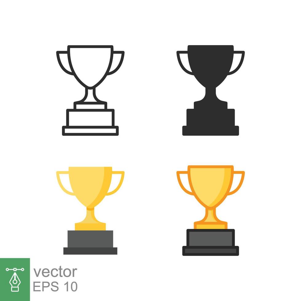 trofee icoon in verschillend stijl. lijn, stevig, vlak, gevulde schets symbool voor ontwerp. winnaar, prijs, beker, kampioen, wedstrijd, prijs, won concept. vector illustratie geïsoleerd Aan wit achtergrond. eps 10.