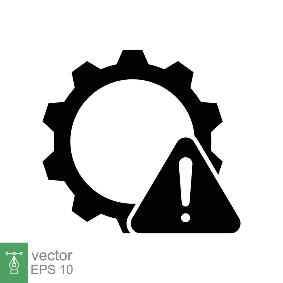 mislukking, systeem fout glyph icoon. gemakkelijk solide stijl. alert, versnelling, mechanisch concept. zwart silhouet, vector illustratie geïsoleerd Aan wit achtergrond. eps 10.