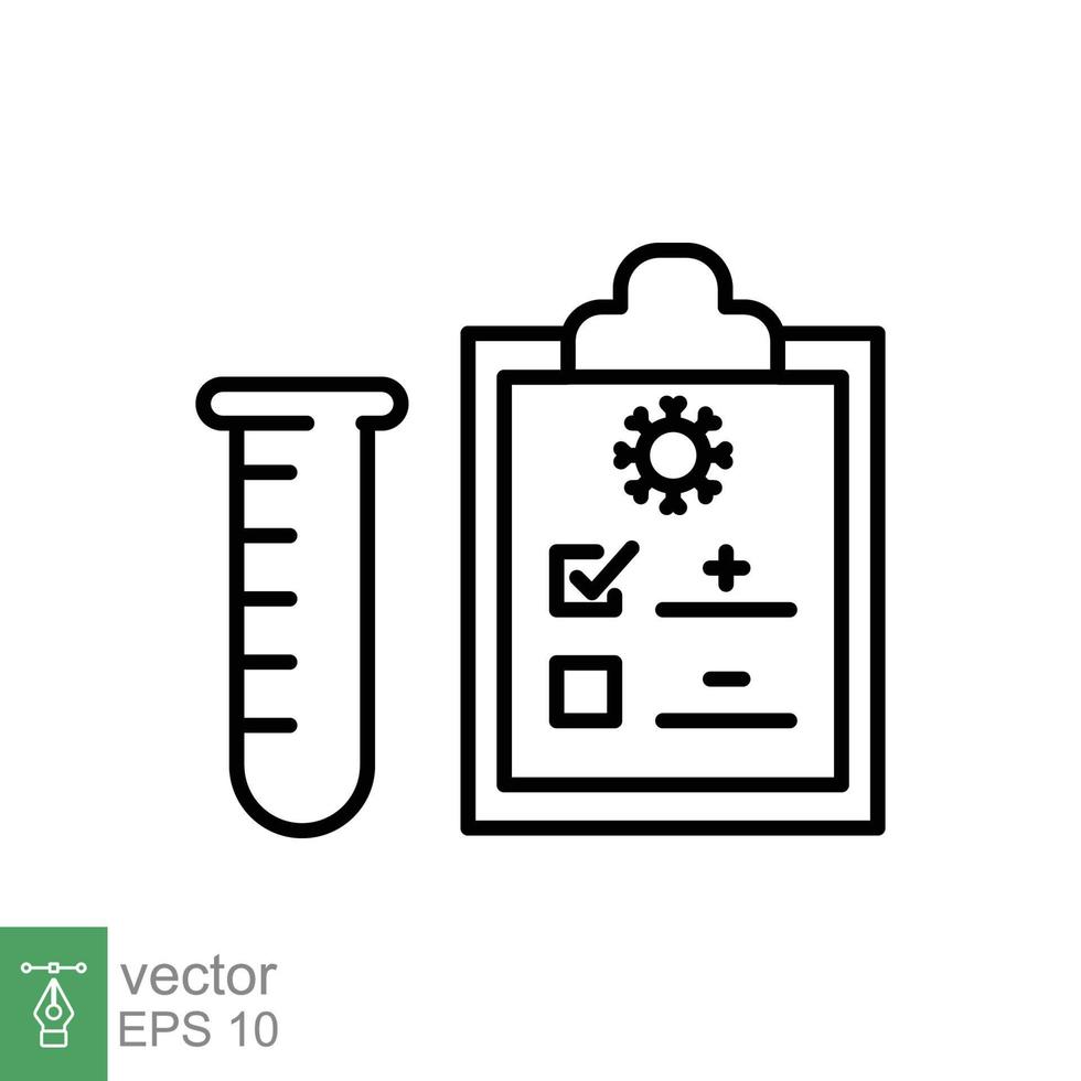 covid test lijn icoon. gemakkelijk schets stijl. positief corona virus resultaat, negatief, snel, plasma, Onderzoek, medisch concept. vector illustratie geïsoleerd Aan wit achtergrond. eps 10.