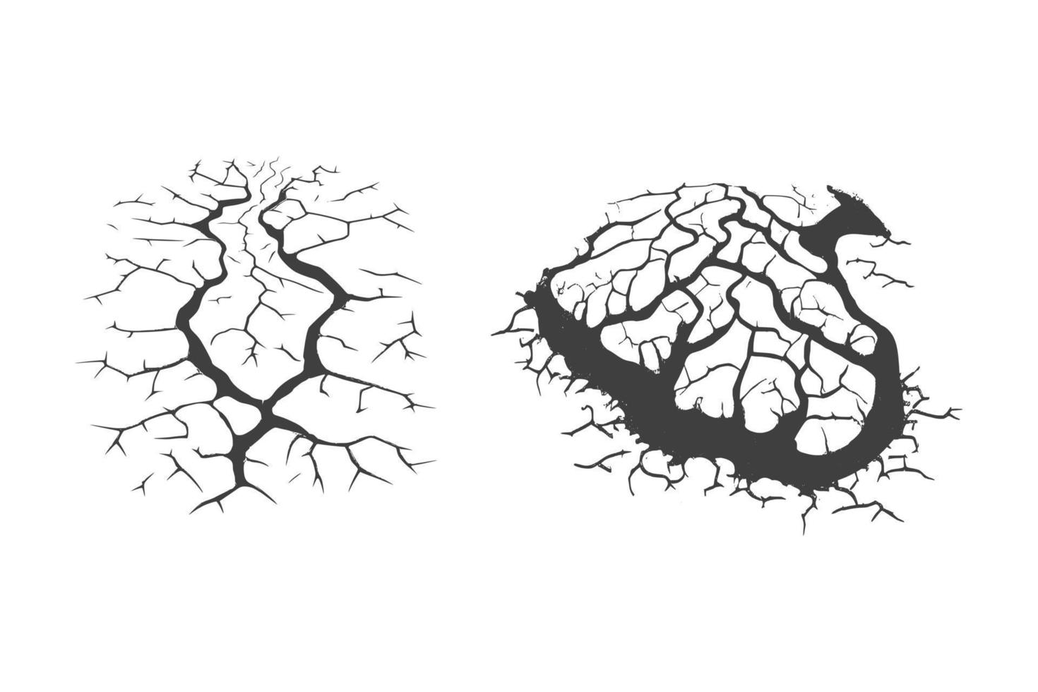 splitsen, barst en zwart gat in de muur of Aan de grond. schade van natuurlijk rampen, aardbevingen of droogte. catastrofe na de oorlog. vector