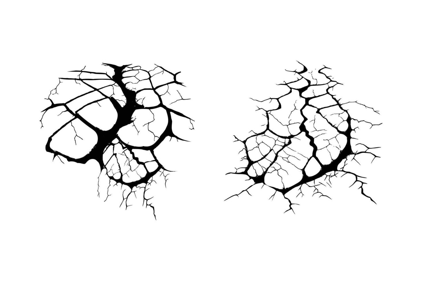 splitsen, barst en zwart gat in de muur of Aan de grond. schade van natuurlijk rampen, aardbevingen of droogte. catastrofe na de oorlog. vector