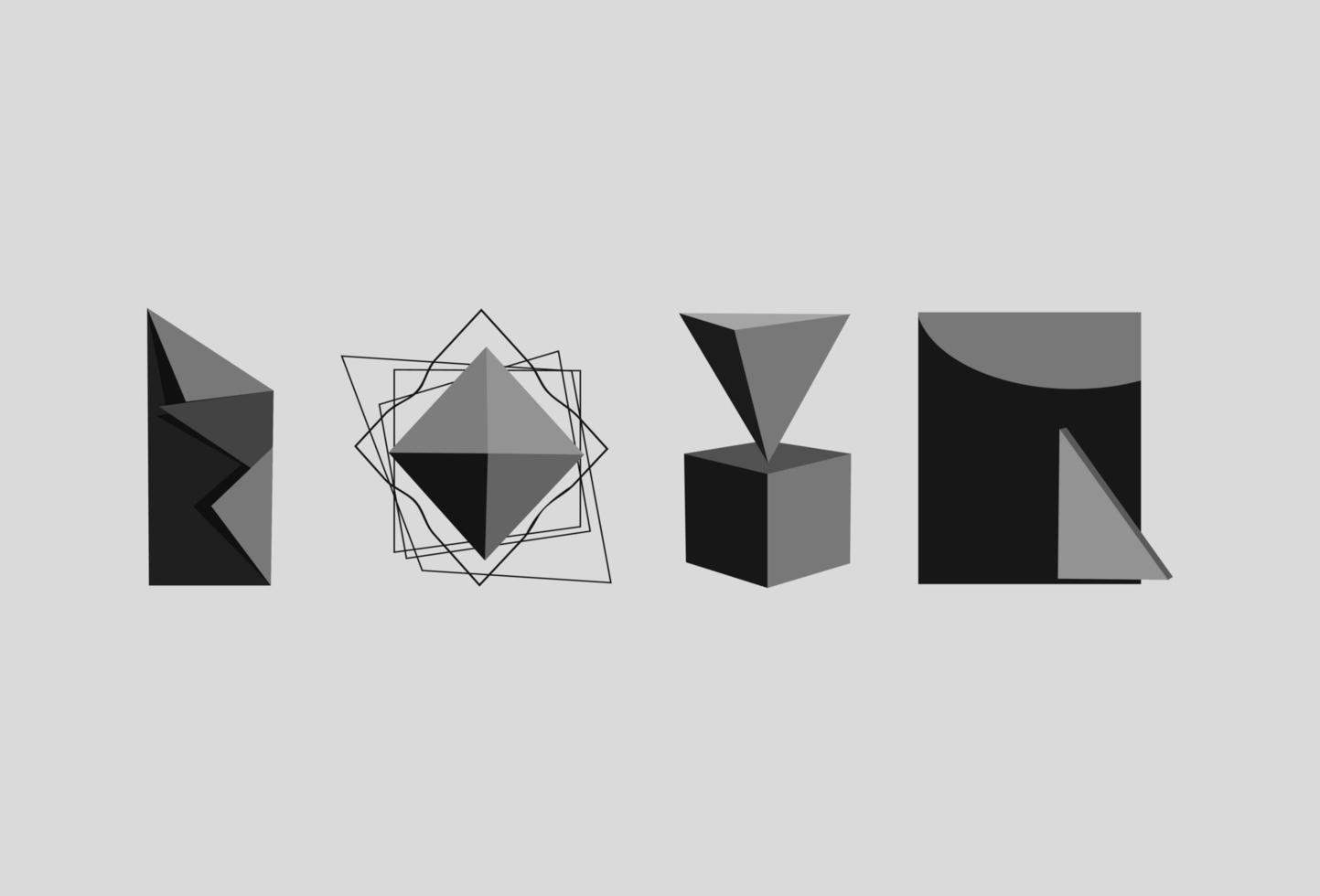 minimalistische meetkundig brutaal vormen.zwart eenvoudig Memphis abstract vormen.bauhaus elementen. kunst vector reeks nl modieus modern kleuren.