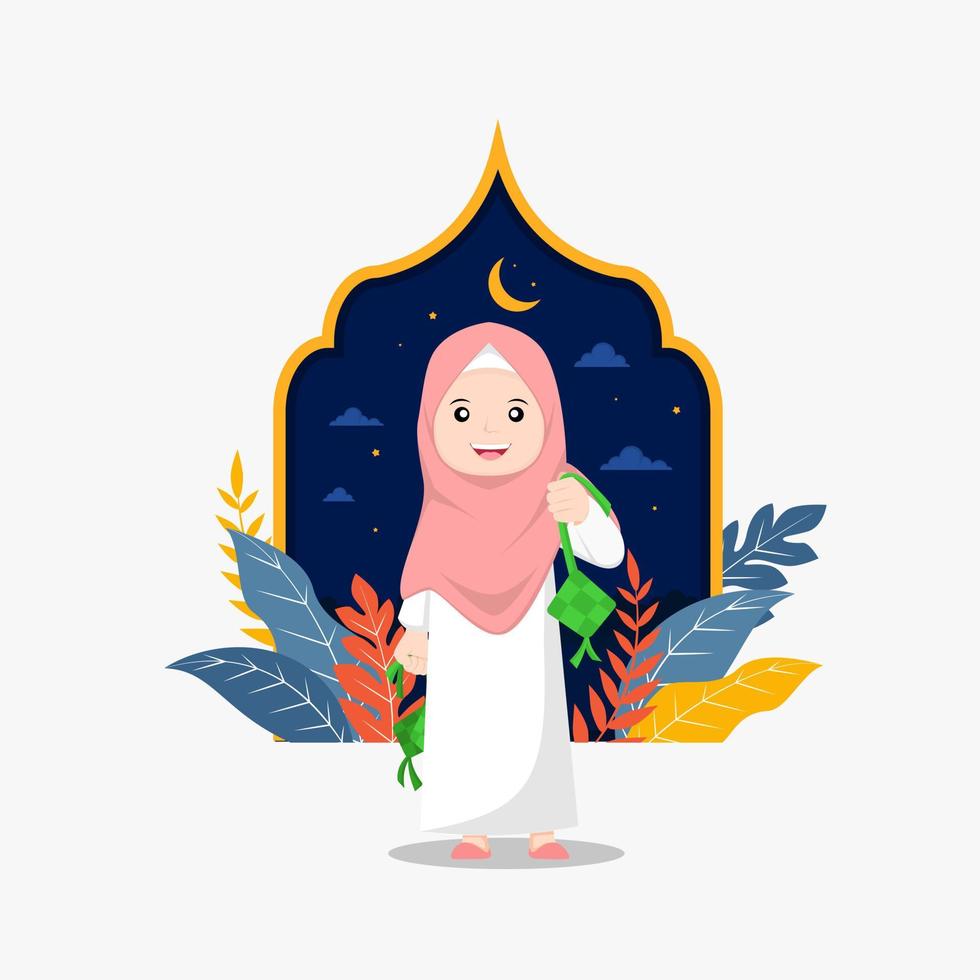 eid al fitr moslim karakter vector