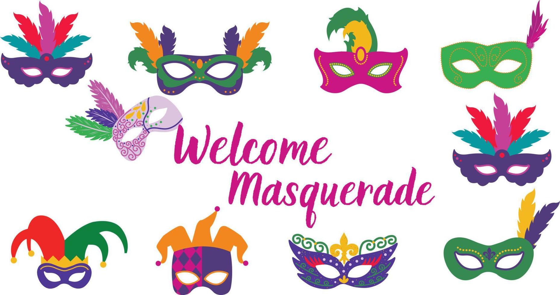 vector reeks van mardi gras festival maskers