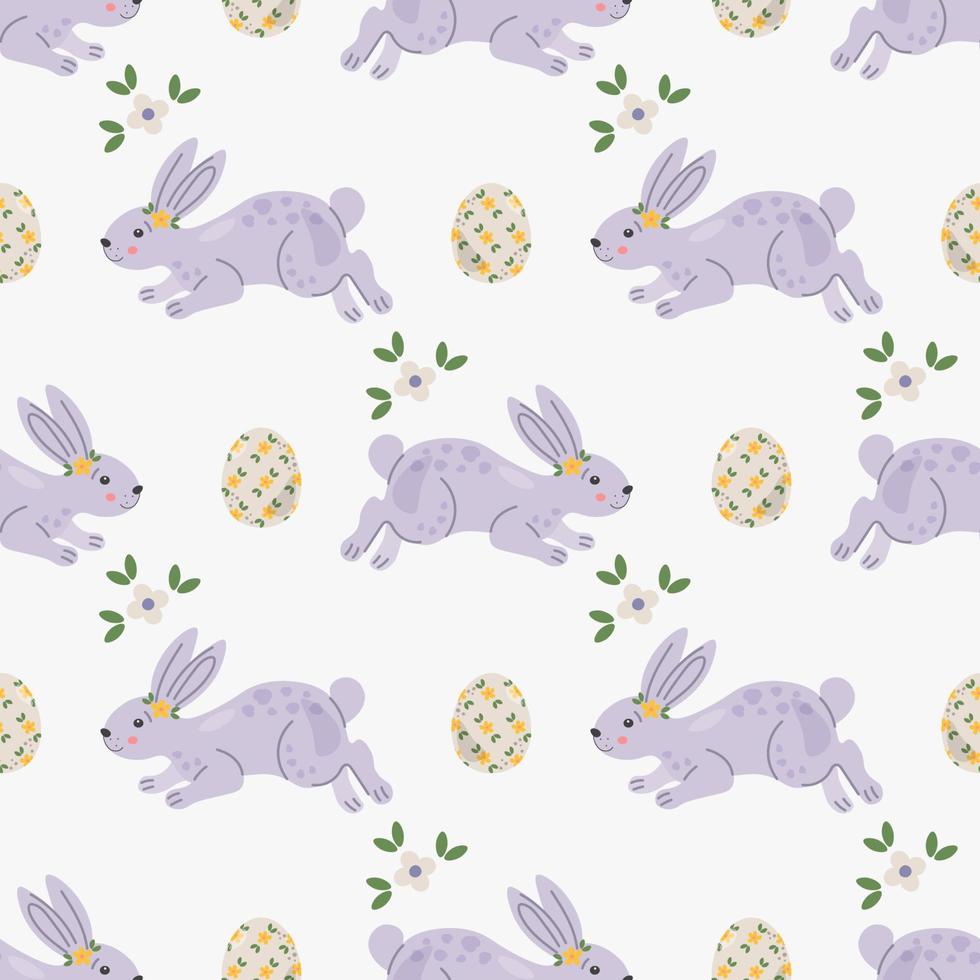 patroon met schattig konijnen, konijn of haas. baby dieren en Pasen eieren afdrukken. kinderachtig kleding afdrukken in pastel kleuren. omhulsel papier, groet kaarten, textiel ontwerp. vector