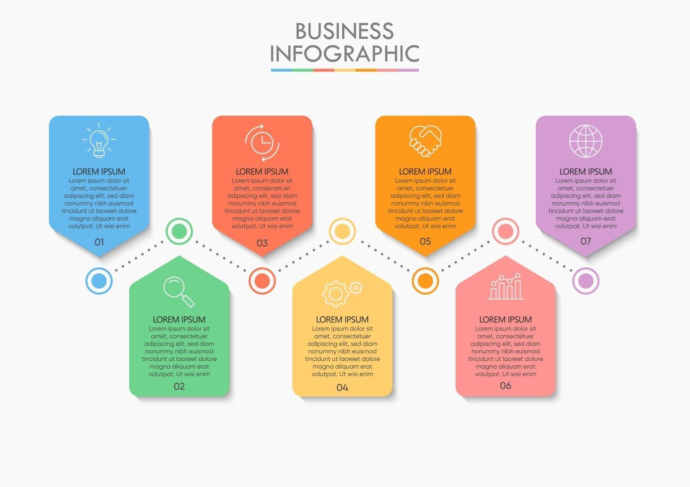 moderne infographic verbindingssjabloon met 7 opties vector