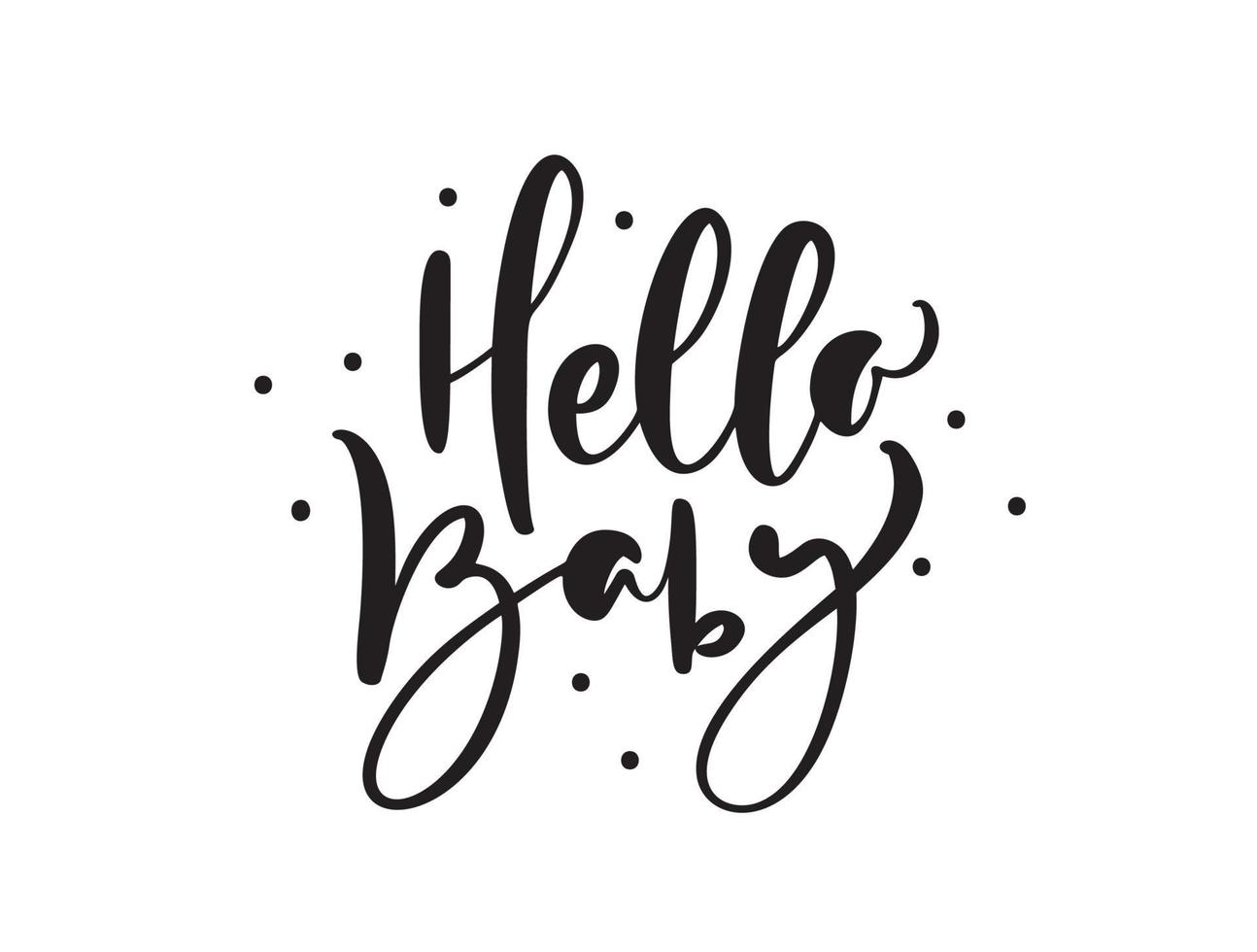 hallo baby vector handgeschreven kalligrafie belettering tekst. kinderen hand getrokken belettering offerte. illustratie voor wenskaart, t-shirt, spandoek en poster voor kinderen