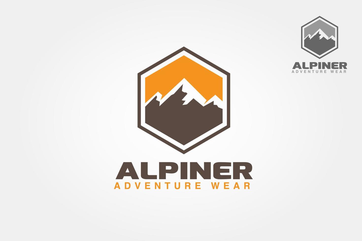 alpiner avontuur slijtage vector logo illustratie. bergen logo sjabloon.