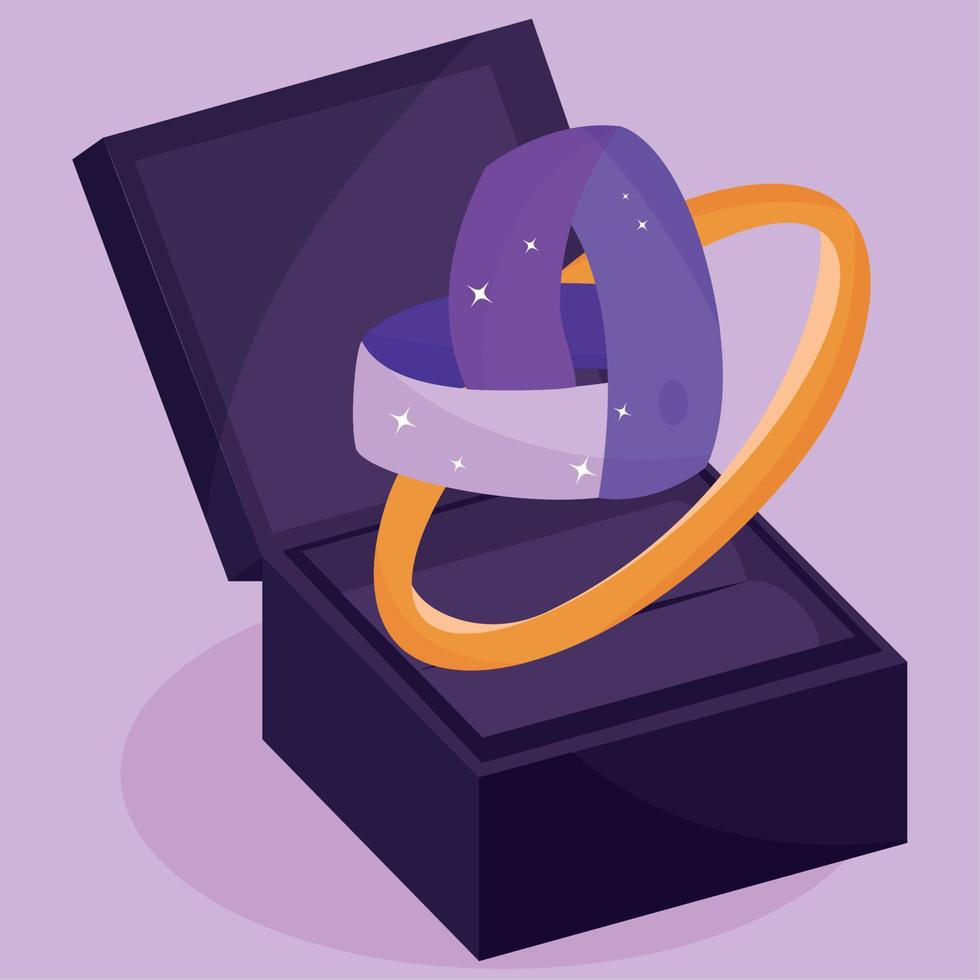 geïsoleerd gekleurde ring icoon met edelsteen Aan Cadeau doos vector illustratie