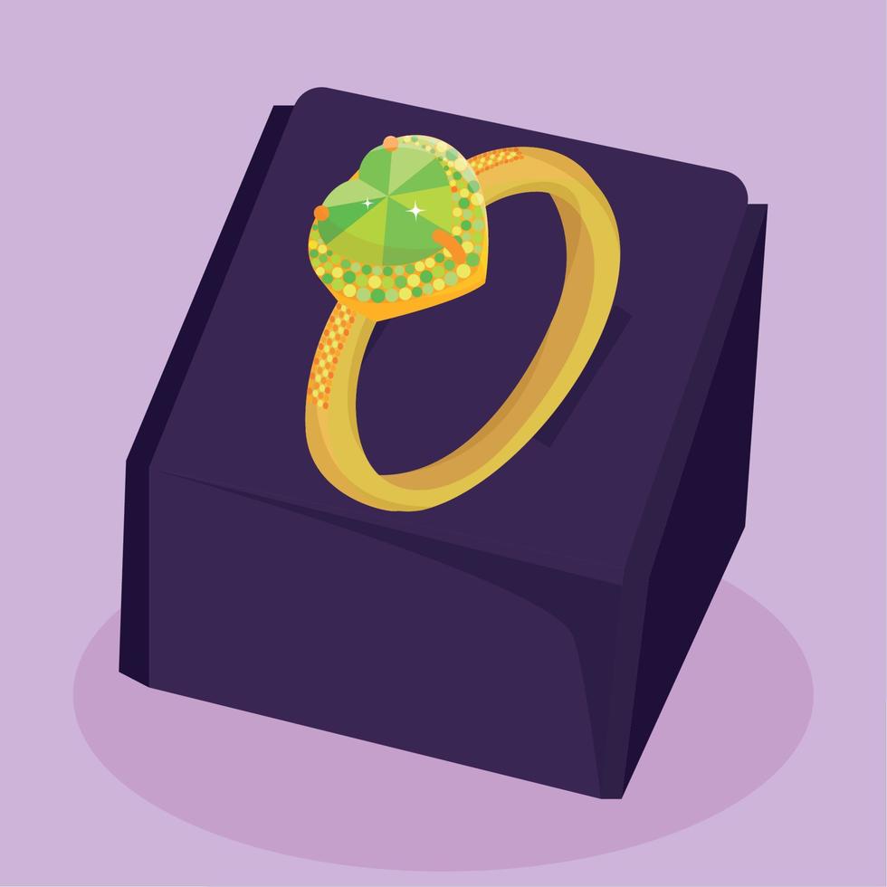 geïsoleerd gekleurde ring icoon met edelsteen Aan Cadeau doos vector illustratie