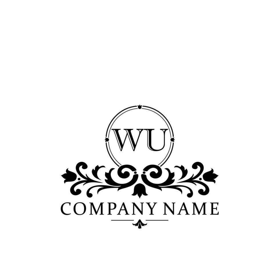 brief wu bloemen logo ontwerp. logo voor Dames schoonheid salon massage kunstmatig of spa merk vector