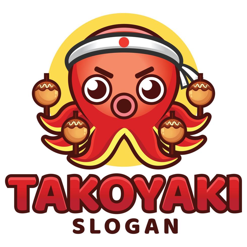 modern vlak ontwerp gemakkelijk minimalistische schattig Octopus takoyaki mascotte karakter logo icoon ontwerp sjabloon vector met modern illustratie concept stijl voor restaurant, Product, label, merk, cafe, insigne