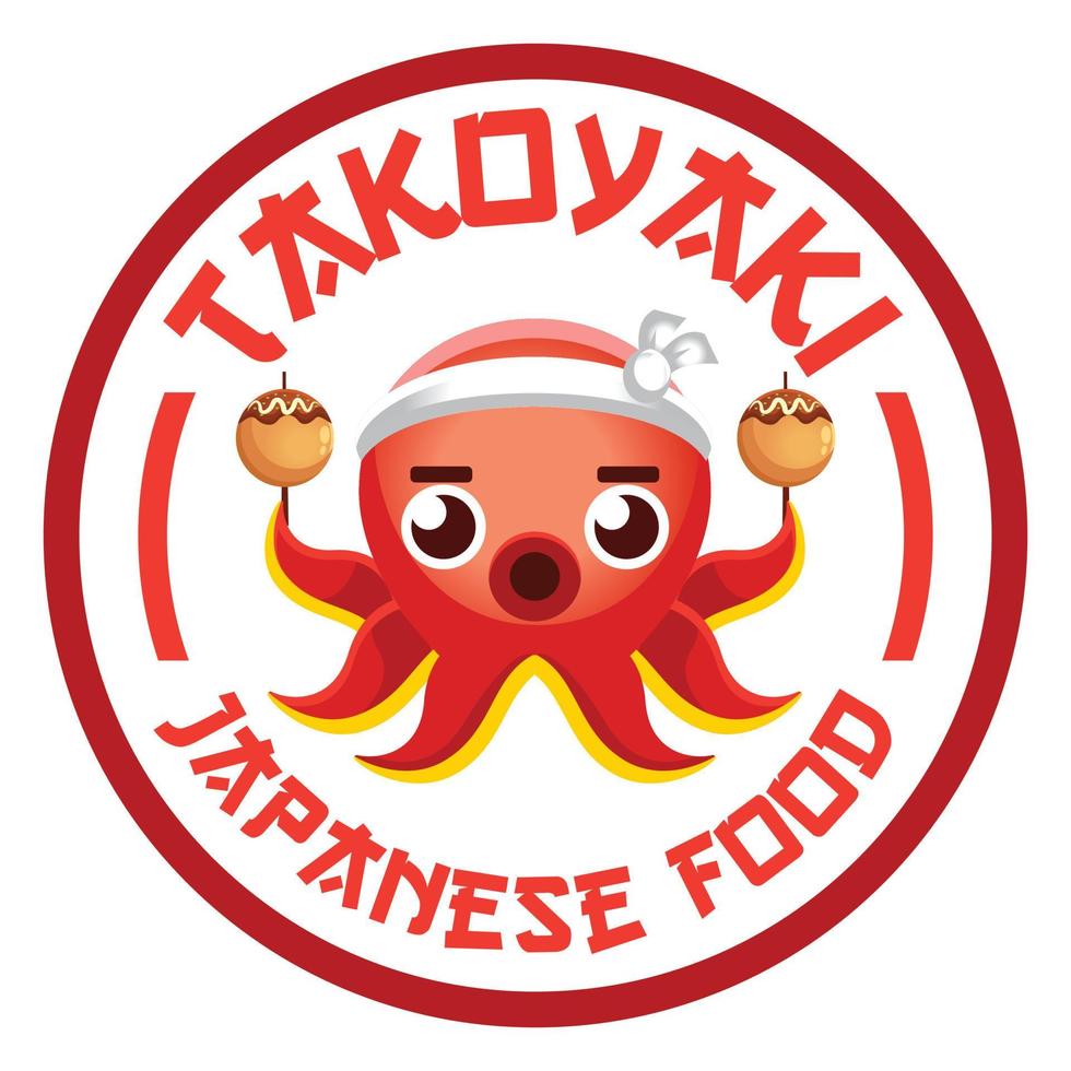 modern vlak ontwerp gemakkelijk minimalistische schattig Octopus takoyaki mascotte karakter logo icoon ontwerp sjabloon vector met modern illustratie concept stijl voor restaurant, Product, label, merk, cafe, insigne