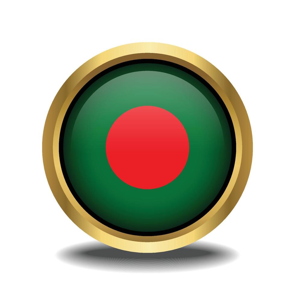 Bangladesh vlag cirkel vorm knop glas in kader gouden vector