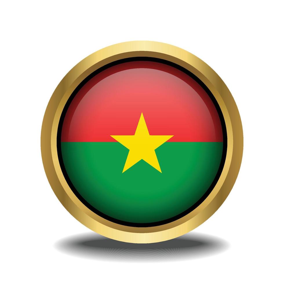 Burkina vlag cirkel vorm knop glas in kader gouden vector