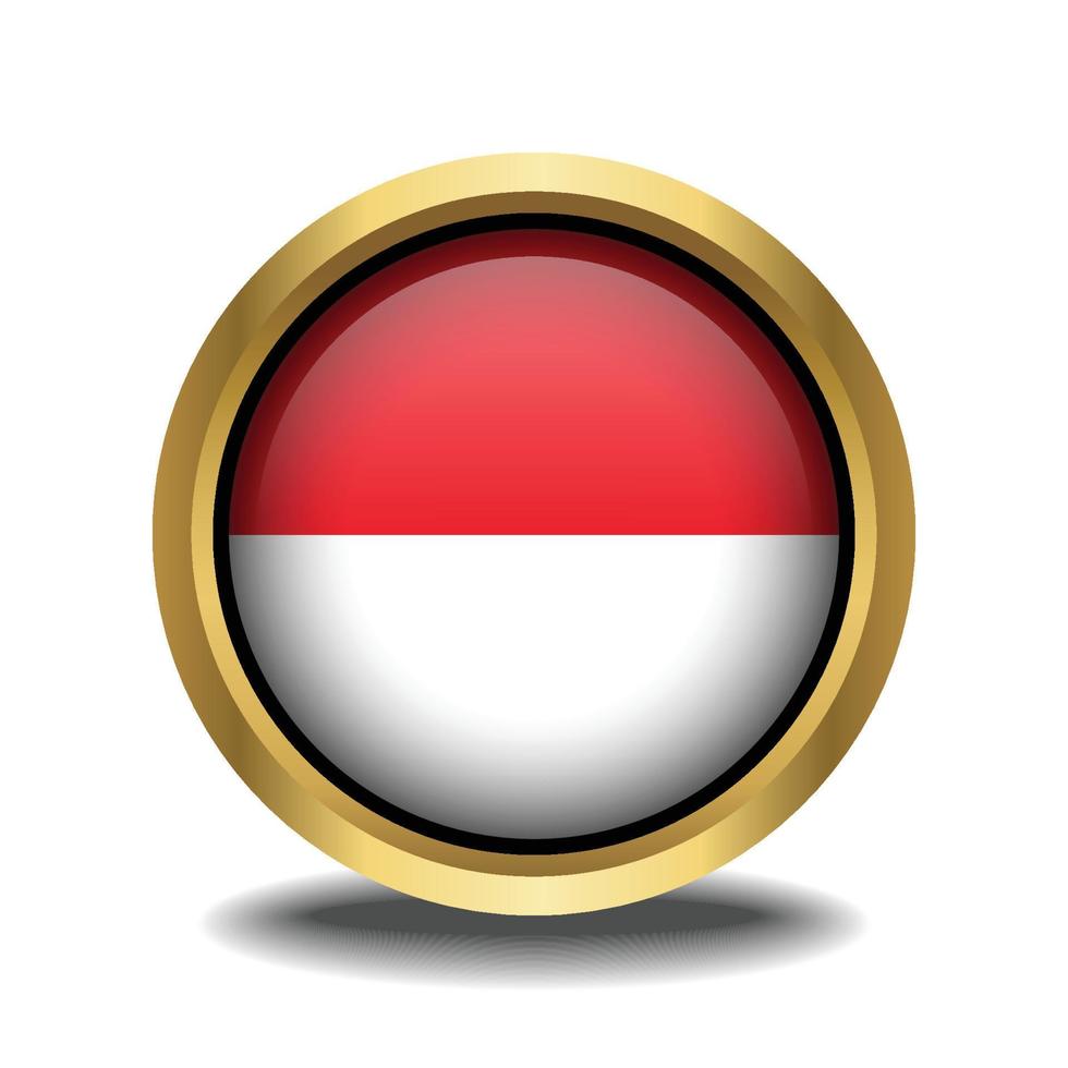 Indonesië vlag cirkel vorm knop glas in kader gouden vector