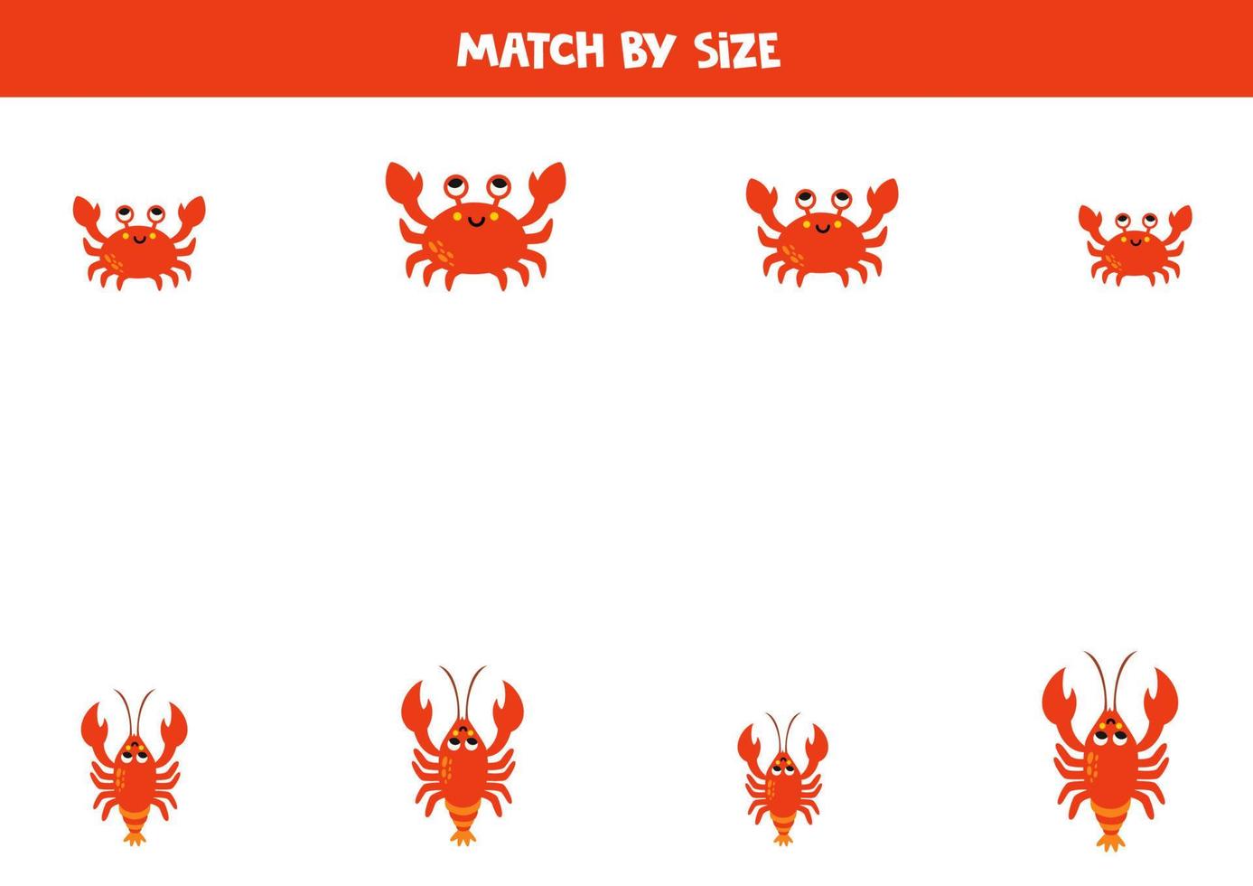 bij elkaar passen spel voor peuter- kinderen. bij elkaar passen krabben en kreeften door maat. vector