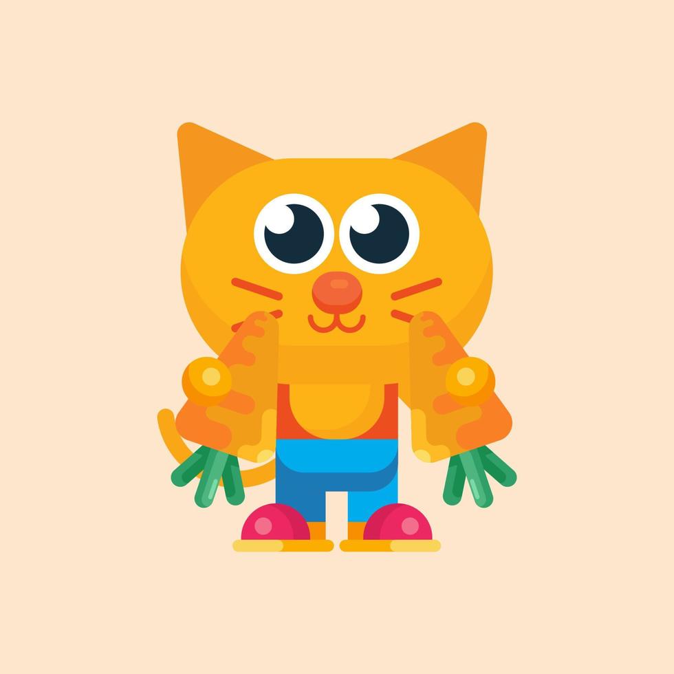 schattig kat maskot karakter met vlak ontwerp illustrator vector