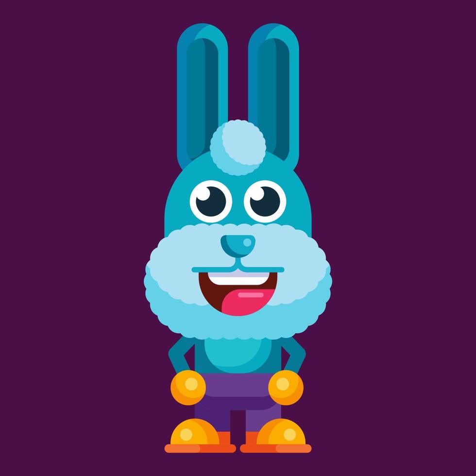 grappig tekenfilm glimlachen konijn karakter vlak ontwerp illustratie mascotte vector